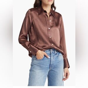 NWOT Rails Brown Silky Shirt